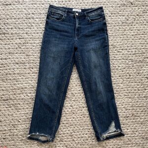 Flying Monkey Dark Wash Distressed Cropped Jeans